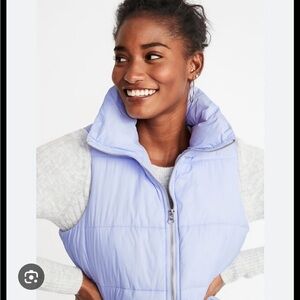 Lilac purple puffer winter vest puffy sporty outerwear winter ski gear small